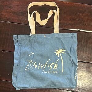 Blowfish Blue Canvas Tote with Cream Logo & Straps